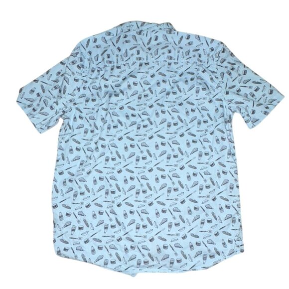 RF Brand Mens BBQ Short Sleeve Button Front Shirt-Light Blue-L-GUC - Picture 5 of 5